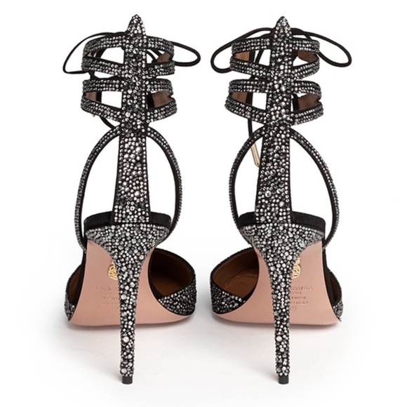 Aquazzura Amanda Crystal Pave Suede Stiletto Pumps / Heels US8 - Picture 7 of 16
